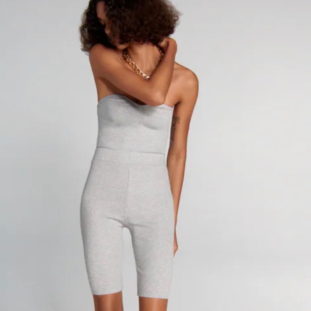 Zara ribbed bike shorts grey small